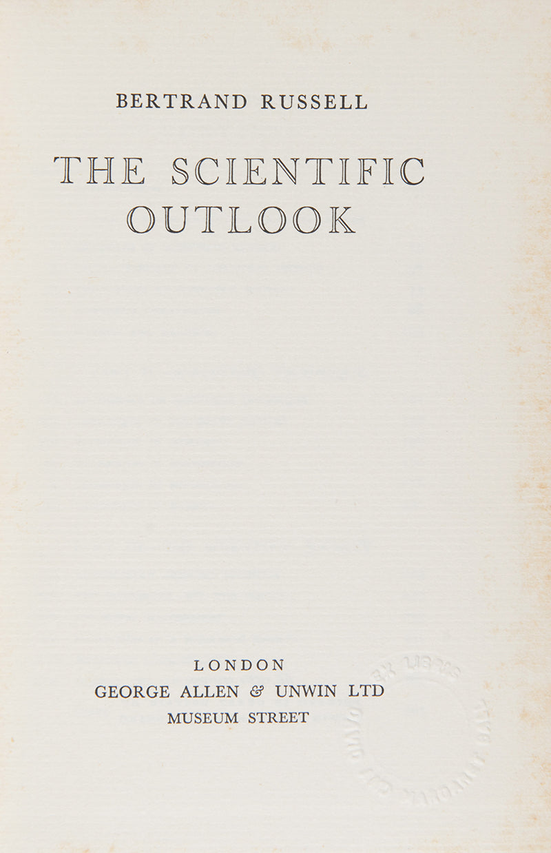 First edition, first impression of this 'broad survey of the history of scientific knowledge and of its philosophical implications', written for a general audience by mathematician and philosopher Bertrand Russell.