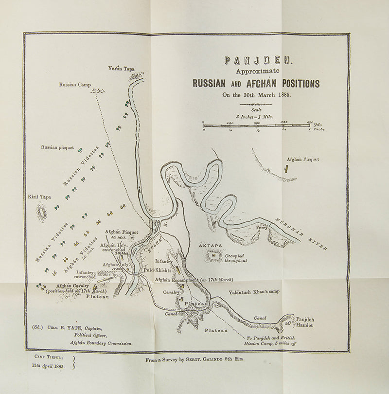 First edition of England and Russia Face to Face in Asia by Arthur Campbell Yate, an important work on the Afghan Boundary Commission, scarce with the maps present.