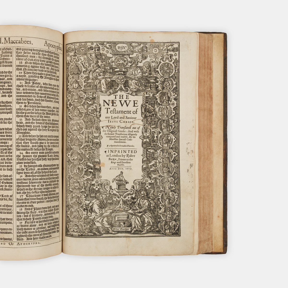 The first distinct folio edition of the King James Bible, complete in the contemporary blind-panelled calf binding with Speed's Genealogies, including his double-page map of Canaan