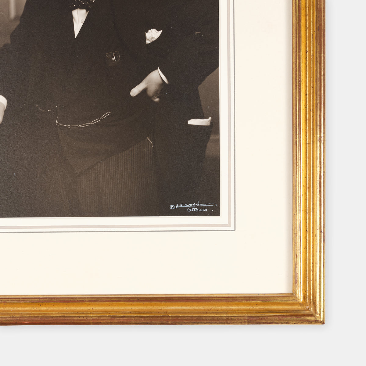 A black and white photograph by Yousaf Karsh of Winston Churchill, dubbed 'The Roaring Lion', signed by Karsh, one of the most iconic and enduring images of Churchill