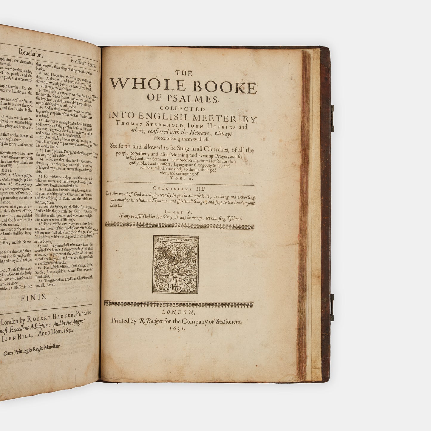 A very well preserved folio King James Bible bound with Speed's Genealogies and map of Canaan, The Book of Common Prayer, and Sternhold and Hopkins' Pslames