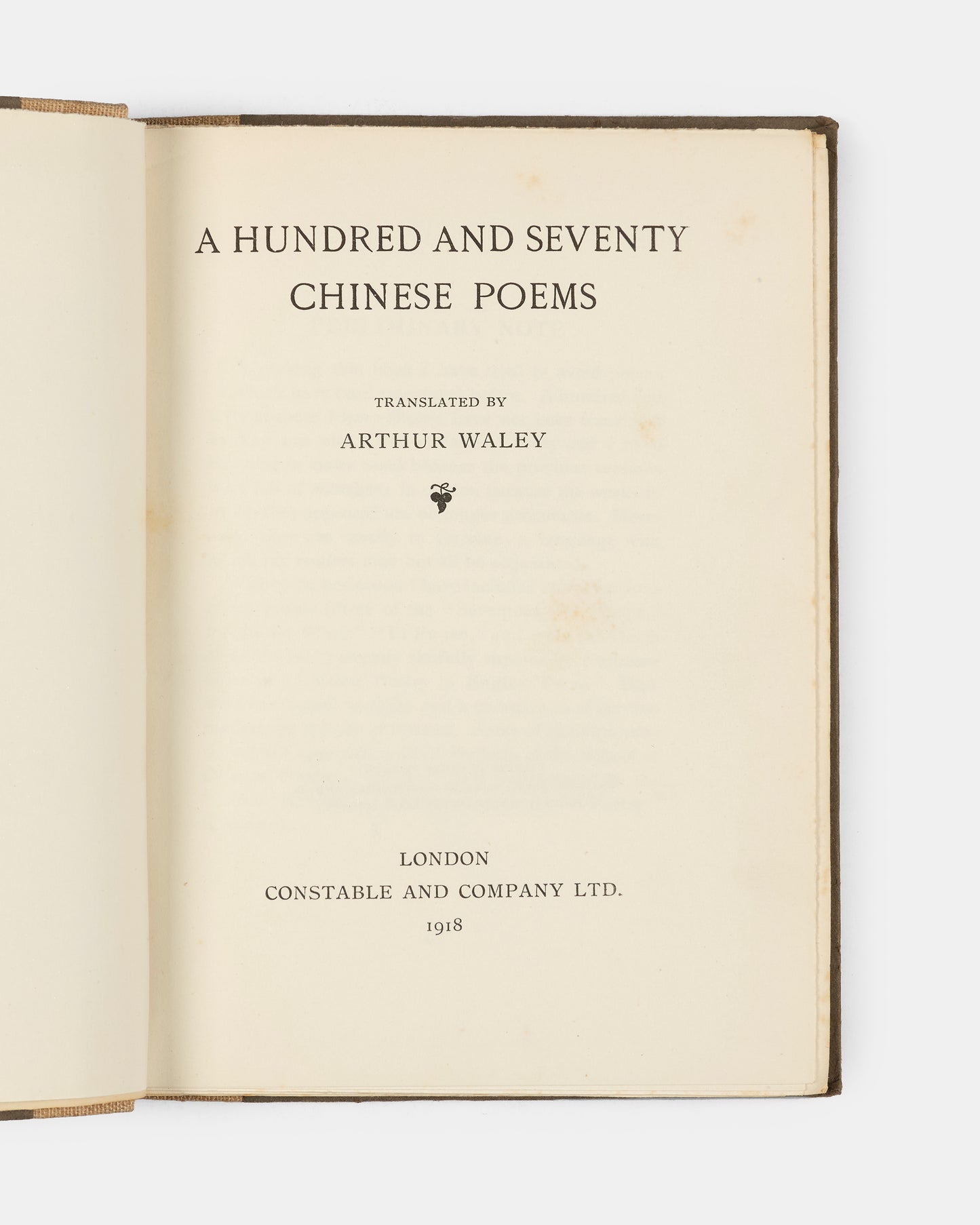 First edition of Arthur Waley's A Hundred and Seventy Chinese Poems