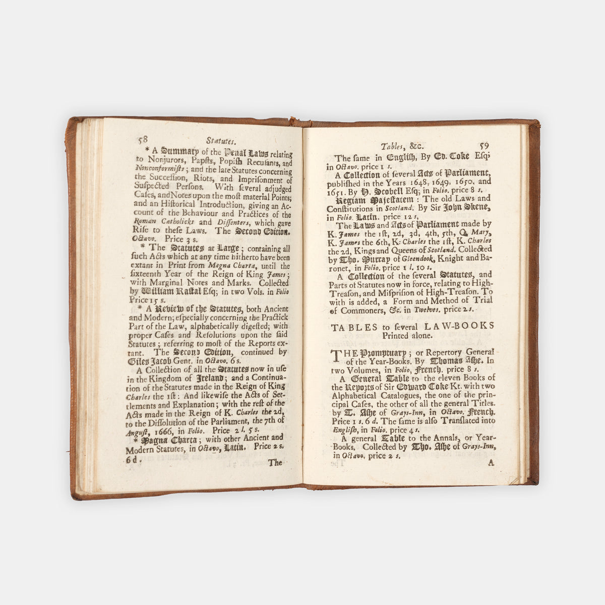 An early edition of this catalogue of English books on the common law and statutes