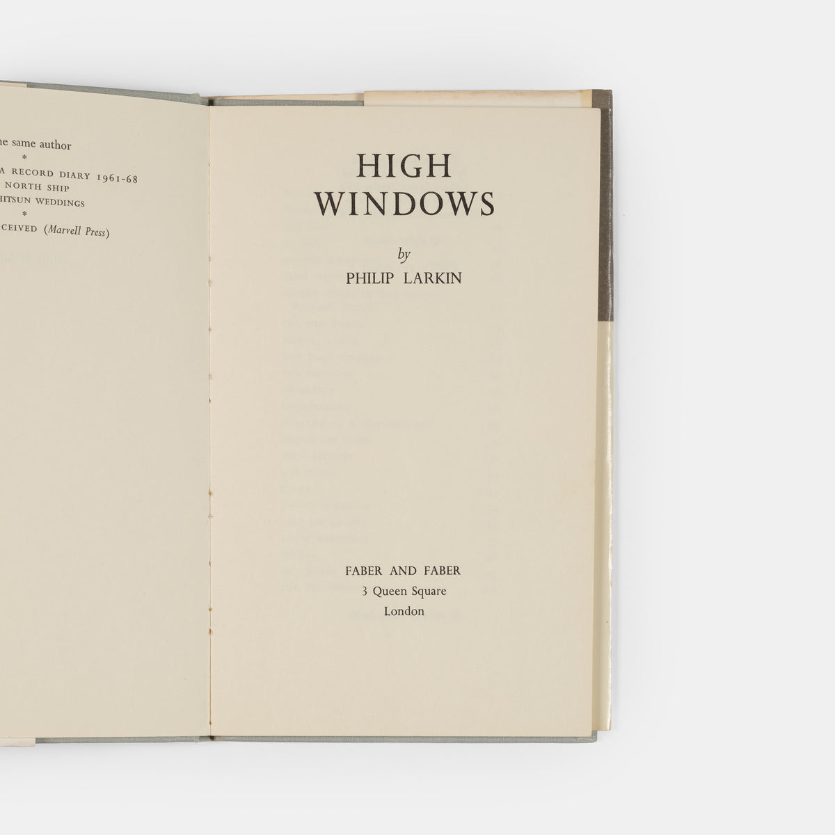 First edition of High Windows by Philip Larkin, inscribed by the author to his editor Brian Cox.
