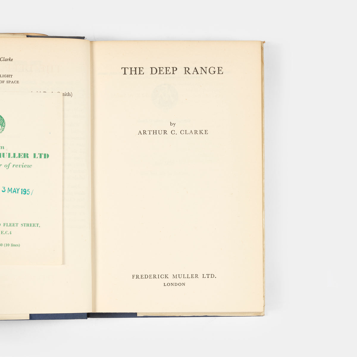 First edition of science fiction novel The Deep Range by Arthur C. Clarke.