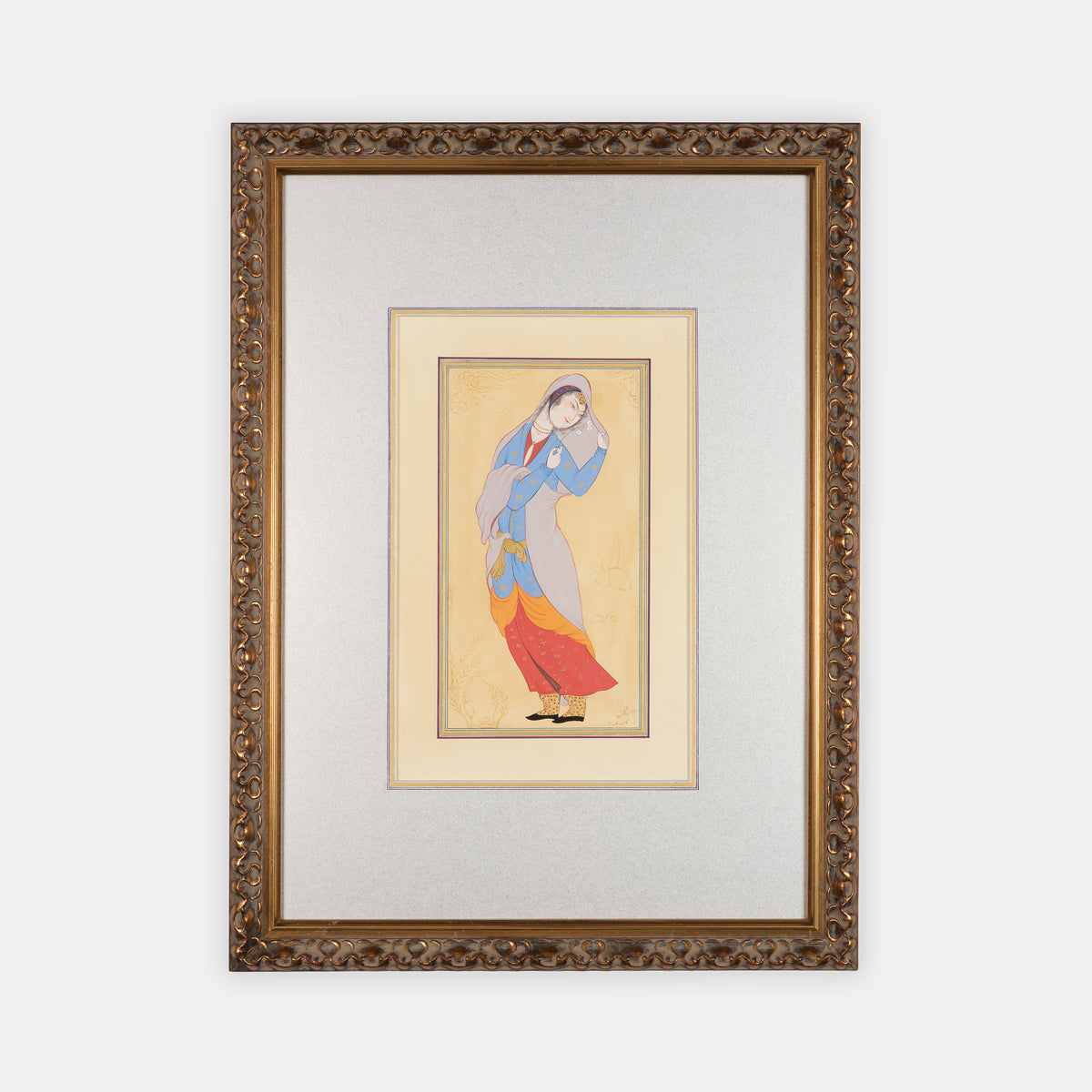 Maryam Mirzaei, illuminated painting of a girl of isfahan from 2002.