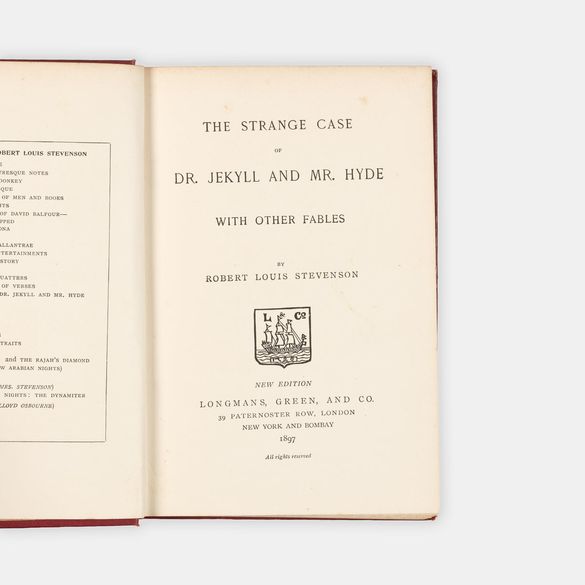 A handsome copy of The Strange Case of Dr Jekyll and Mr Hyde by Robert Louis Stevenson.