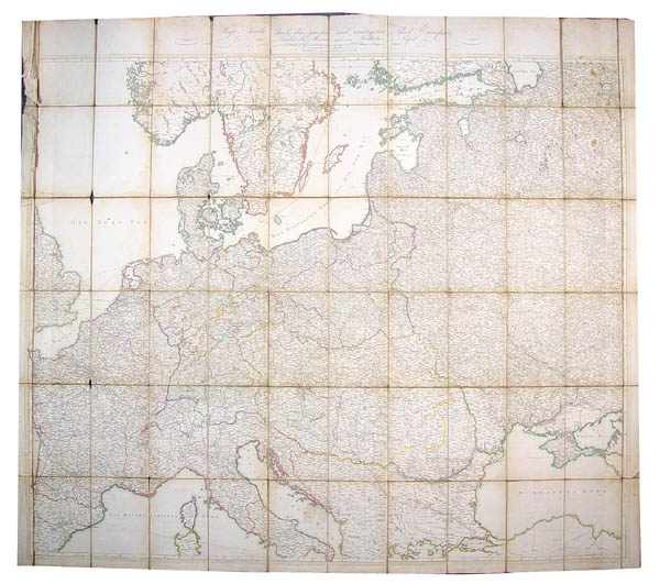 Engraved map, hand-coloured in outline. From London in the West to Moscow in the East, and from Stockholm in the North to Naples in the South.