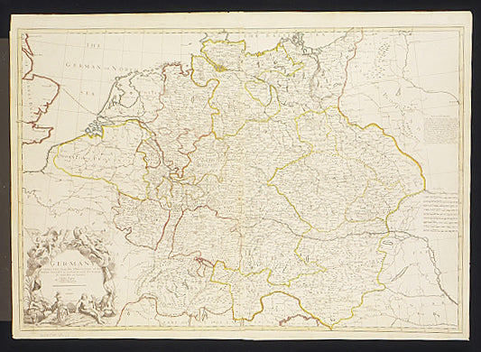Engraved map of hand-coloured in outline, extending west to east from London to Warsaw and north to south from 'Sleswick' to Venice.