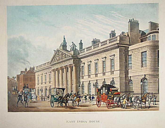 Hand-coloured engraving with aquatint, showing a bustling London street, a fine impression.