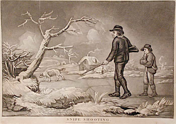 Extremely rare set of 4 shooting prints depicting different shoots thorughout the year after George Morland.