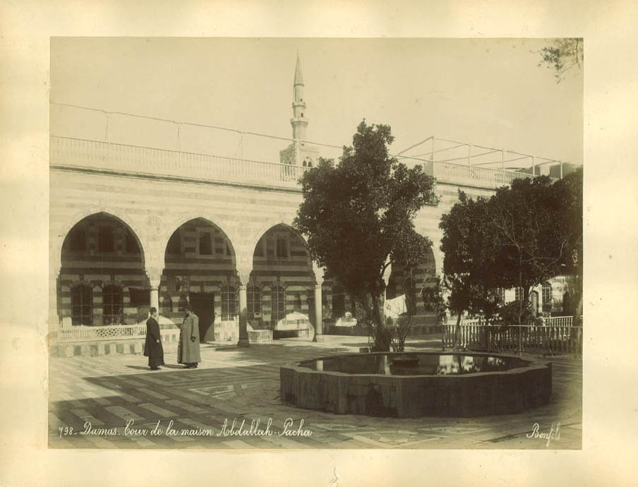 An albumen print by Felix Bonfils entitled Damas Cour de la Maison Abdallah Pacha circa 1880s.