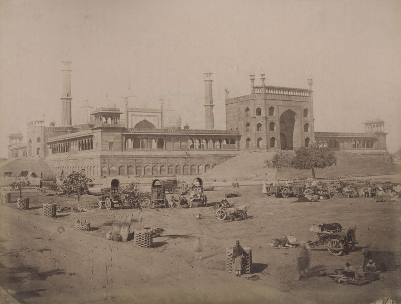 The Jama Masjid, seen from south-easterly direction, Delhi, Uttar Pradesh.