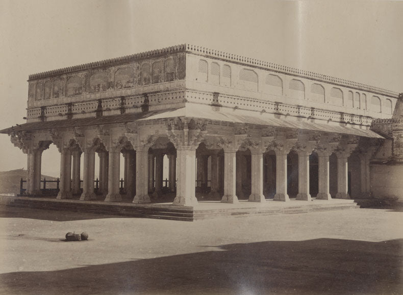 An albument print with very good tonal range, pasted on its original mount. Showing a mughal palace building in India.