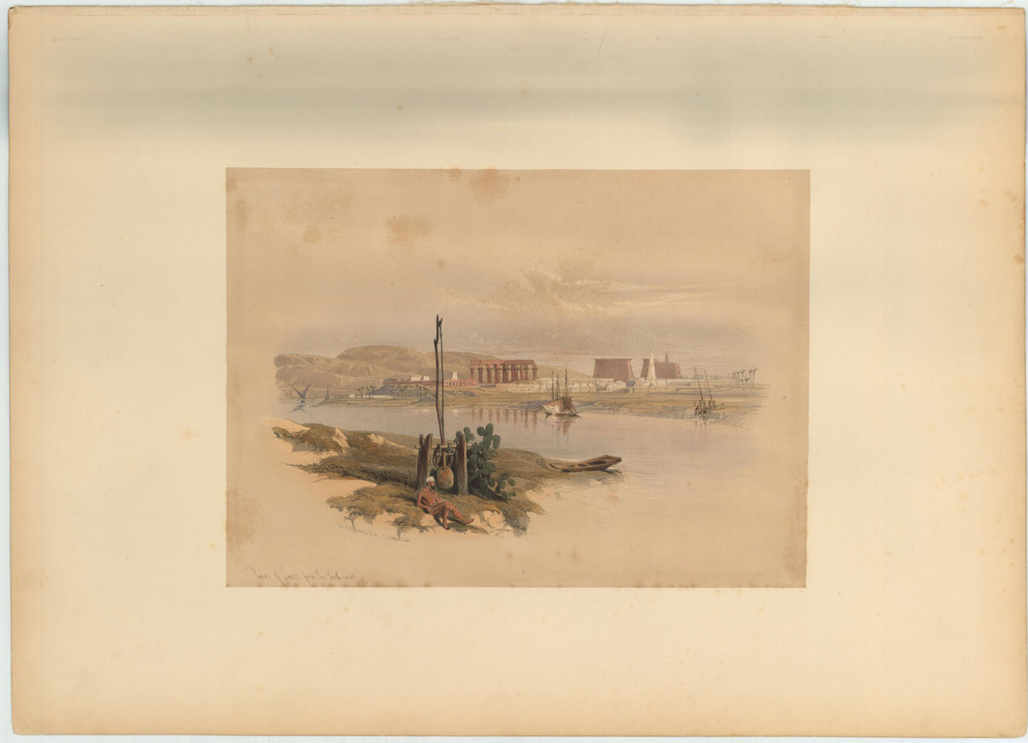 Original hand-coloured lithograph on fine paper mounted on card as issued from the subscription edition of Roberts' 'Egypt',