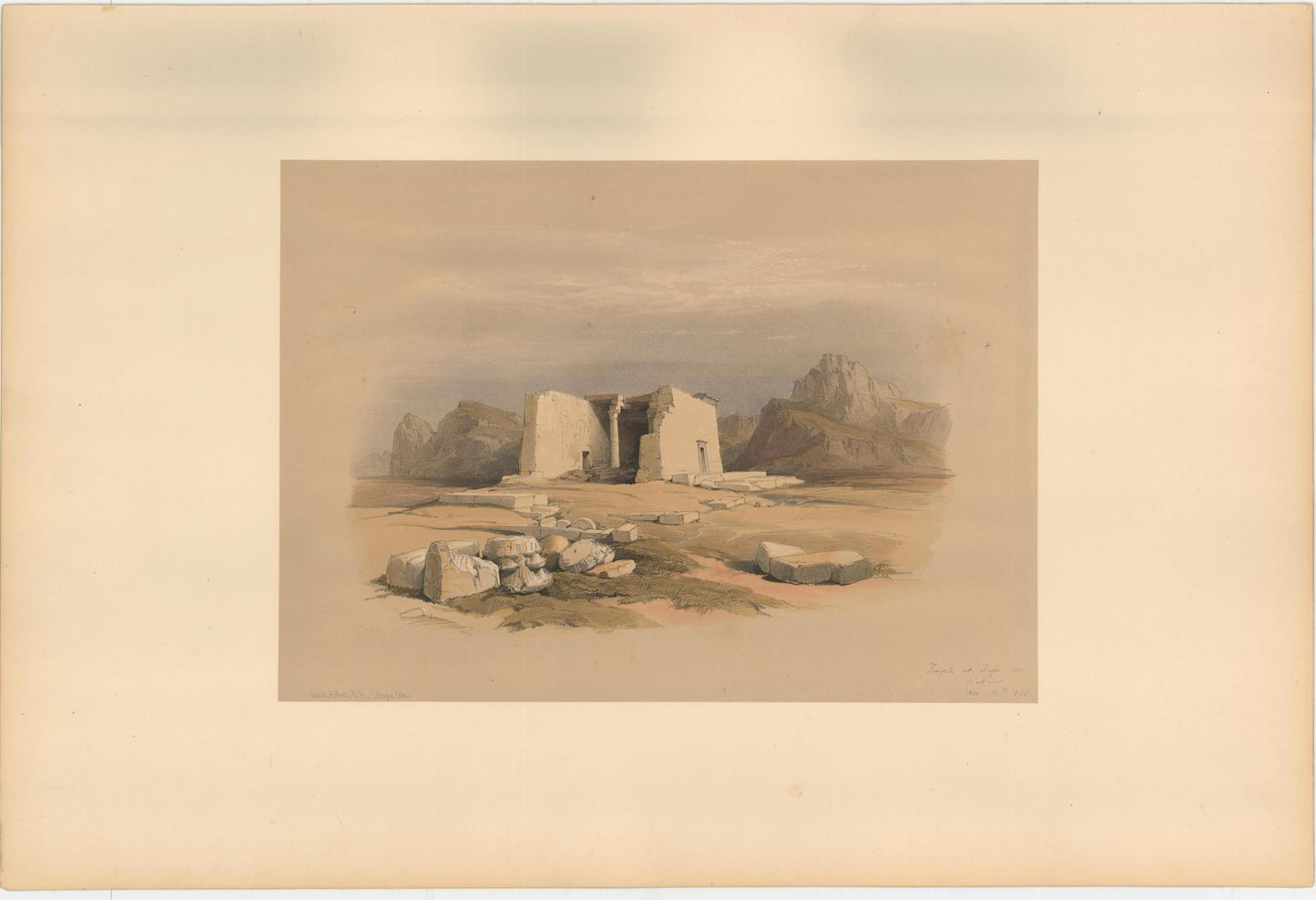Original hand-coloured lithograph on fine paper mounted on card as issued from the subscription edition of Roberts' 'Egypt',