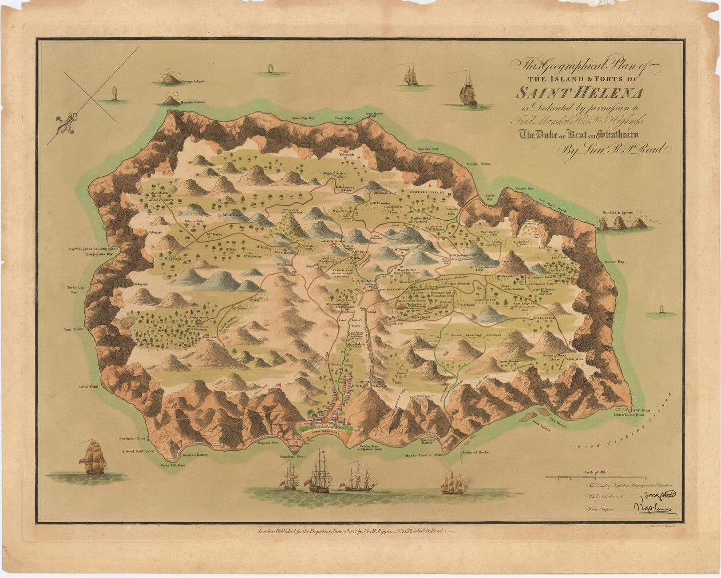 This is state four of the map. The imprint is unchanged, but 'Plantation House' is now labelled 'Plantation House The Residence of S.r H. Lowe.
