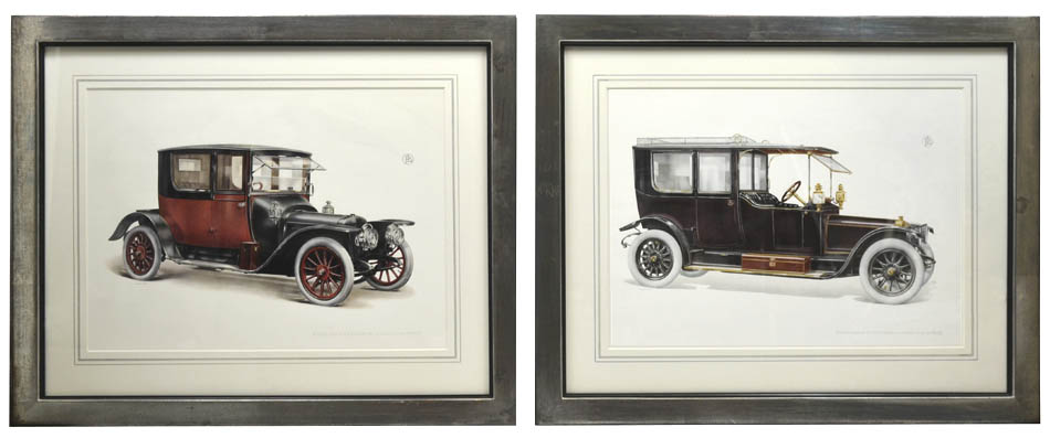 Four chromolithographed plates of 1914 Panhard & Levassor automobiles.
