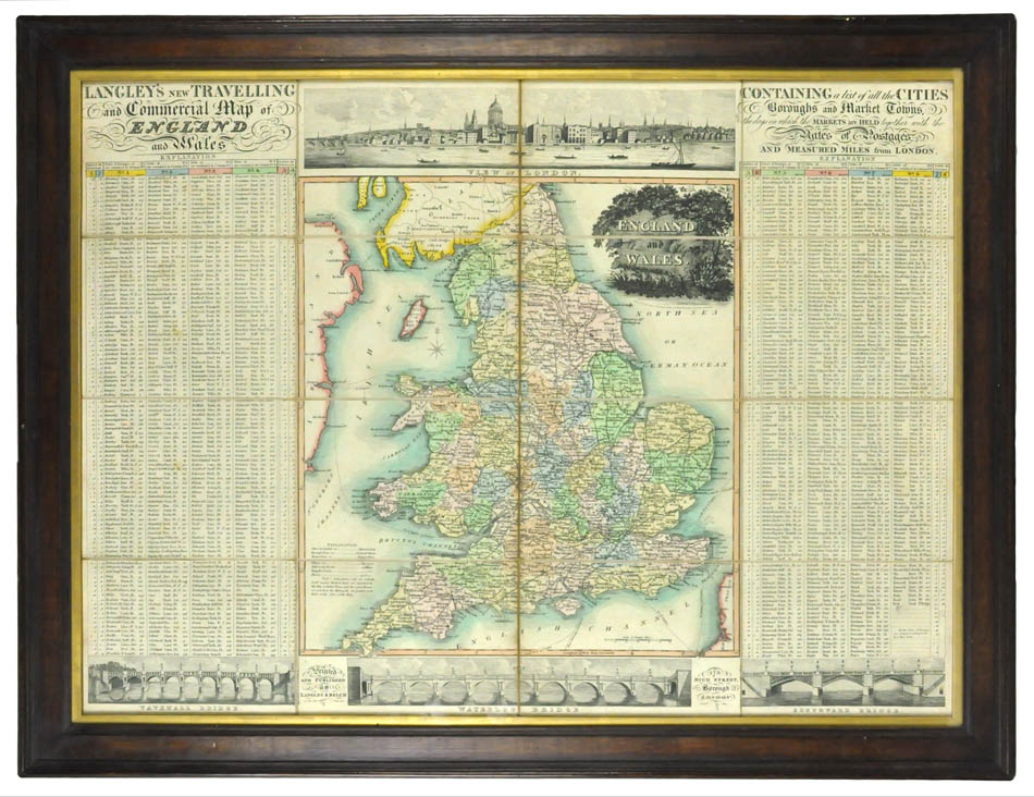 Langley's New Travelling and Commercial Map of England and Wales