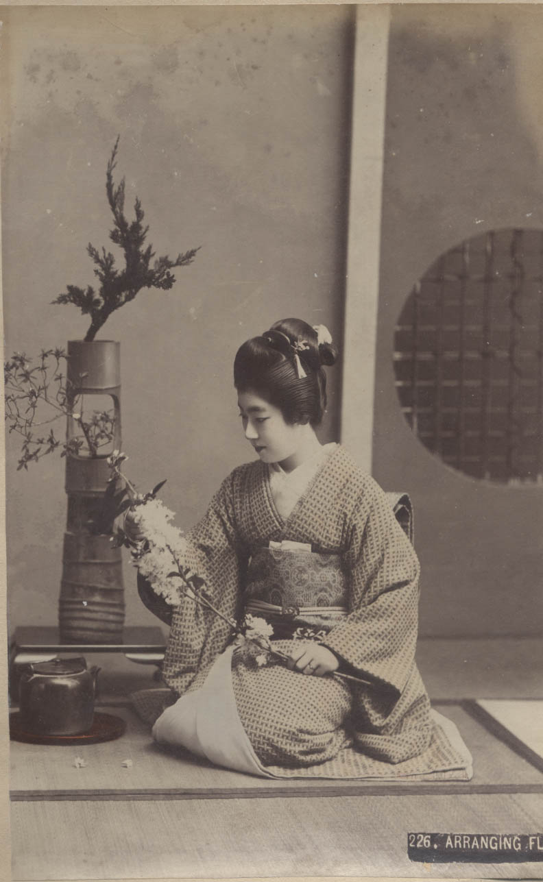 Arranging flowers.