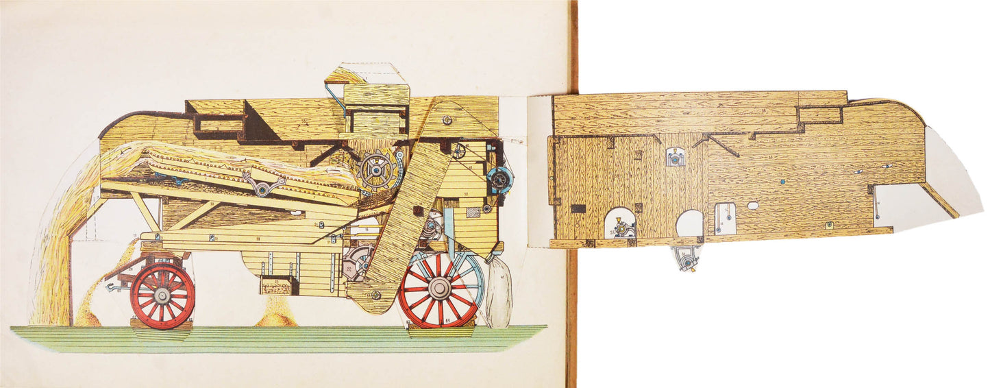 Detailed illustrations of various engines, including: steam, diesel, train submarine, ship, airship, aeroplane, telegraph, etc