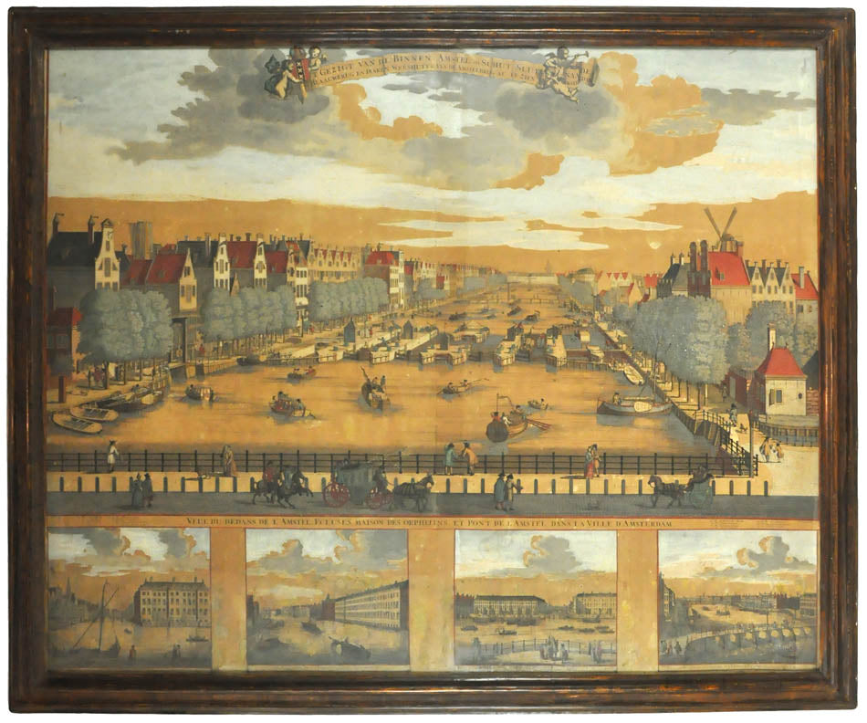 Three large engraved views, each on 2 sheets joined with 4 inset views below
