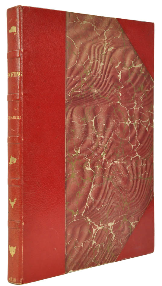 A very handsome copy of the folio volume by Charles Apperley, 21 engraved plates, title and vignettes, red half morocco for Hatchards, gilt sporting motifs