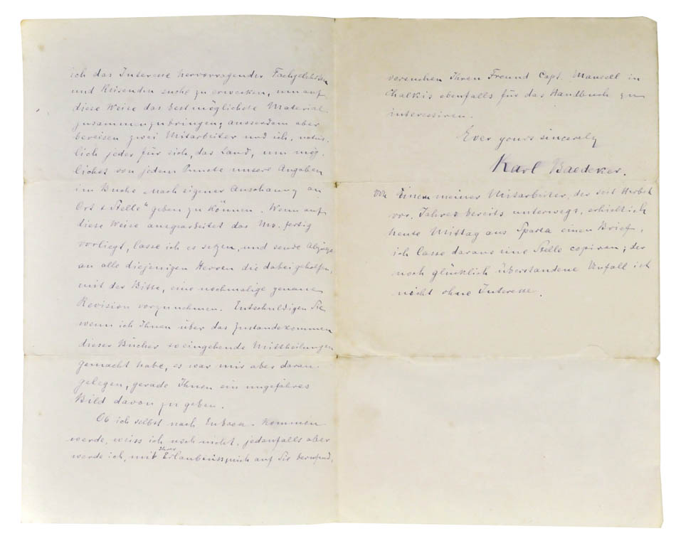 This letter, written by Karl Baedeker, gives an interesting insight to the workings of the Baedeker company.