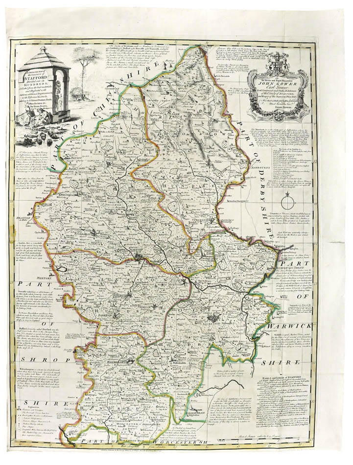 An improved map of the County of Stafford divided into its hundreds.