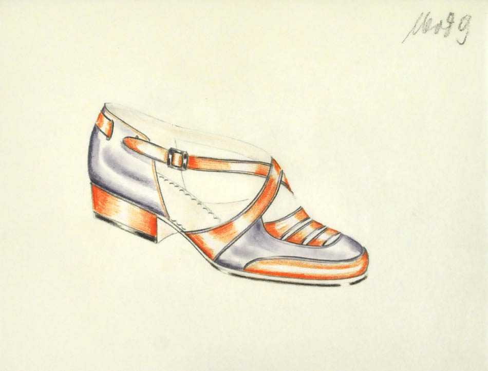 This unusual album of shoe designs contains designs for both men and women; 25 chromolithographed plates. A very attractive collection.