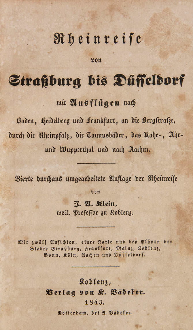 In this fourth edition of Baedeker's Rheinreise, Professor Klein is still mentioned as the author on the title-page and on the spine.