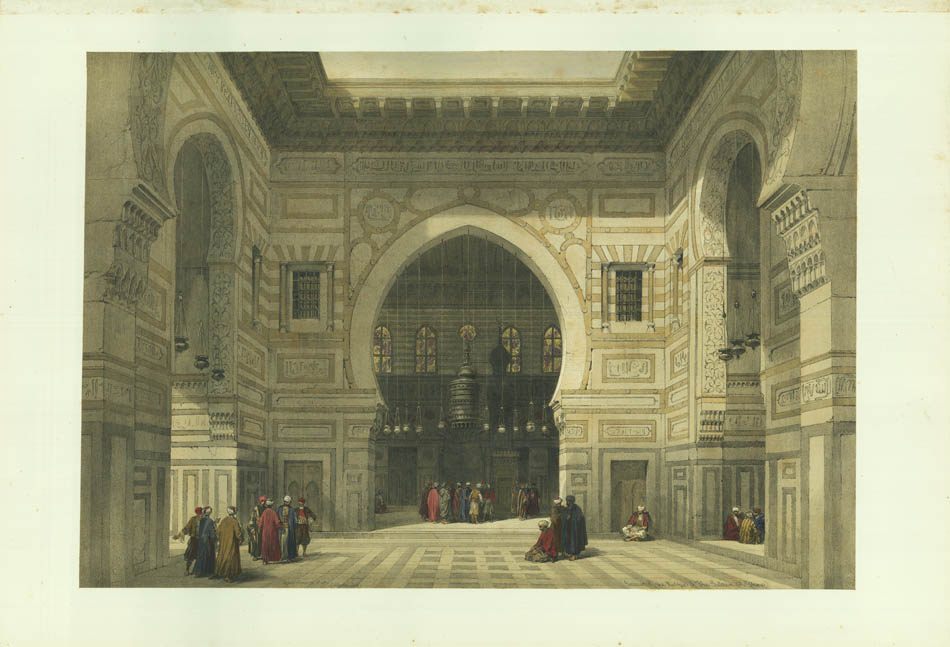 David Roberts, Interior of the Mosque of the Sultan El Ghoree, F.B. Moon, London. Original hand-coloured lithograph, 418 x 604 mm.