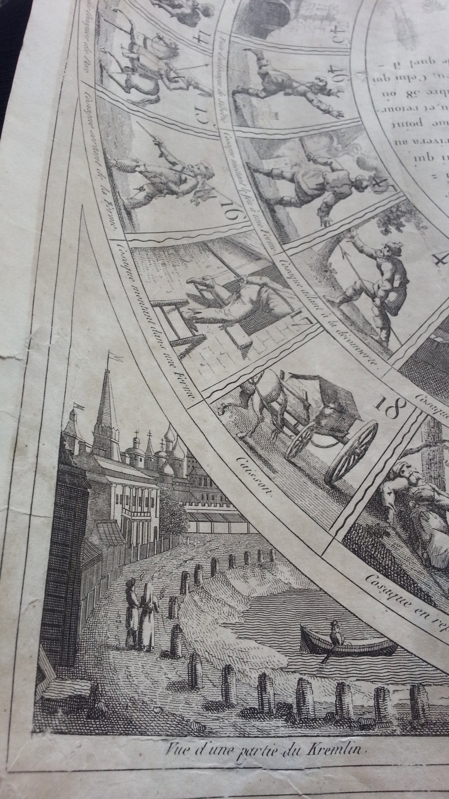 A rare and interesting tabletop game played with dice where the aim is to get to the Cossack camp on the Champs-Élysées.