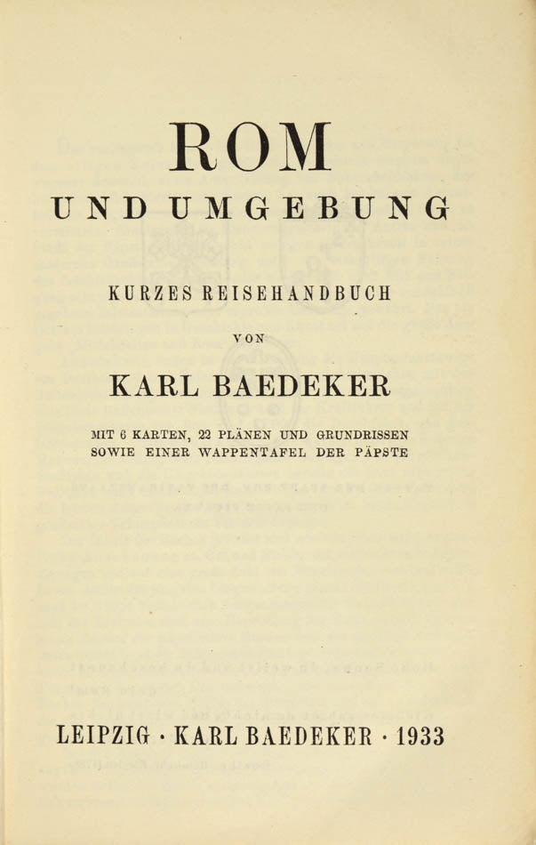 First and only edition of Baedeker's Rom und umgebung.