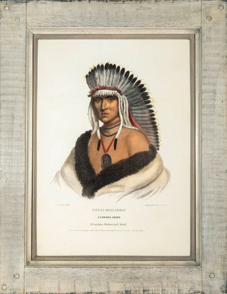 Original hand-coloured lithographed plates from History of the Indian Tribes of North America. Framed and glazed.
