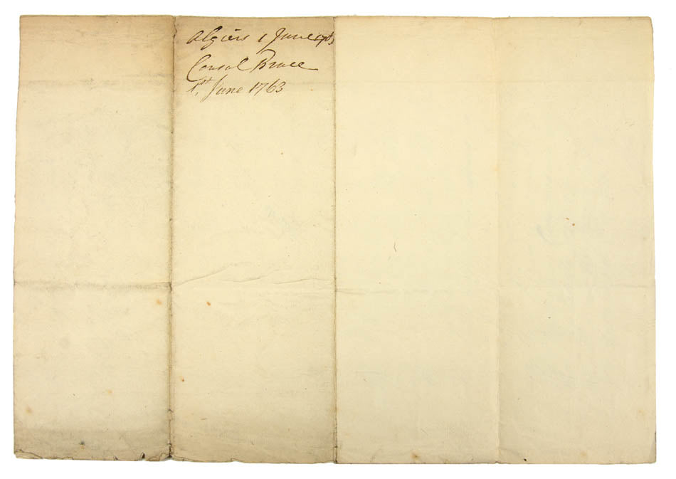 The present letter is one of the first that Bruce sent back. Explains his preparations for resisting the assaults of Barbary Pirates on British property.
