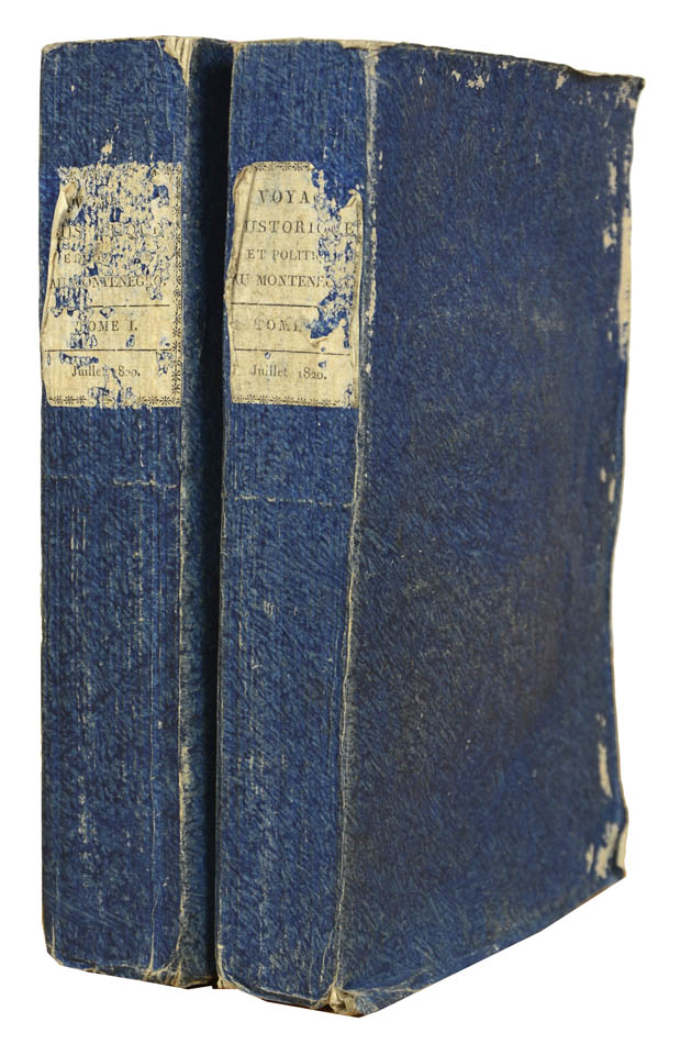 Rare first edition, uncut and partly unopened in original blue marlbed wrappers, with twelve hand-coloured engraved plates