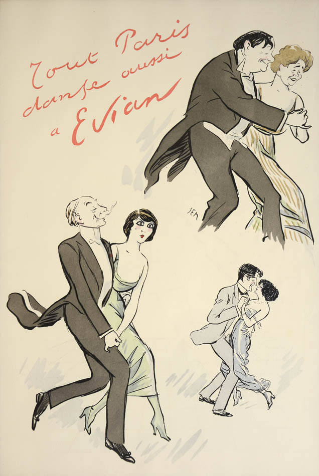 Lithograph hand-coloured in pochoir.