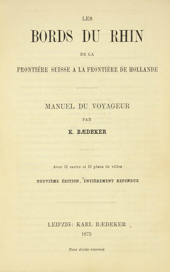 A good copy of an early edition in an early old tyoe Baedeker binding.