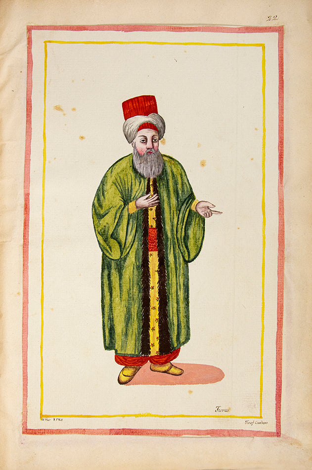 A splendid and historically significant album with original artwork, signed and dated by the artist, made during Cardero's first stay in Istanbul