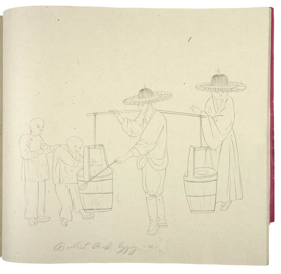 Fine collection of 118 original drawings showing Chinese ceremonies, the Imperial court, Chinese nobility, musical instruments, traders & craftspeople.