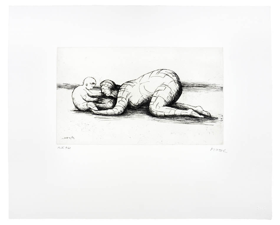 Henry Moore, Plate X, Mother and Child, 1983, etching and aquatint, signed by the artist, from the edition of 65, on Arches wove paper