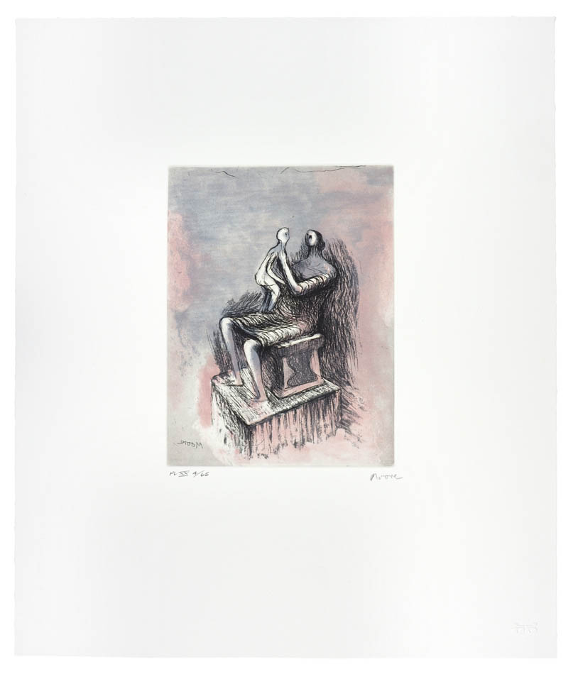 Henry Moore, Plate XX, Mother and Child, 1983, etching and aquatint printed in colours, signed by the artist, from the edition of 65, on Arches wove paper