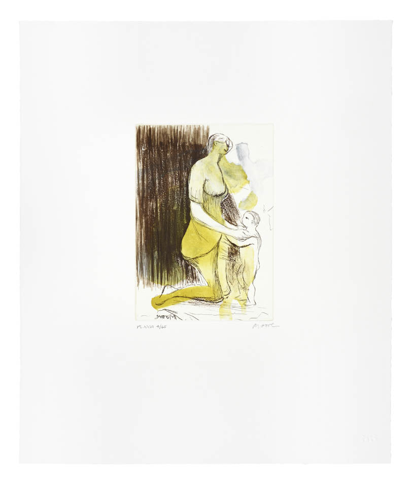 Henry Moore, Plate XXVI, Mother and Child, 1983, etching, aquatint and roulette printed in colours, signed by the artist, from the edition of 65, on Arches wove paper