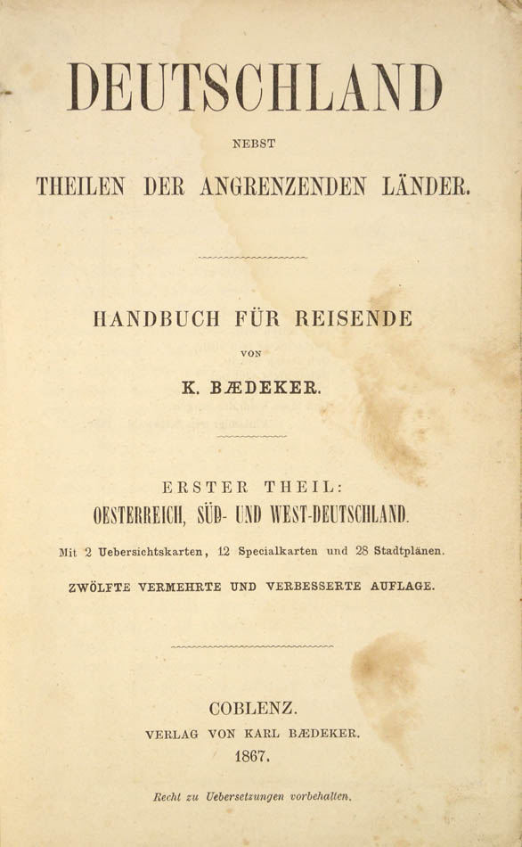This series was first published in 1851 and ran until 1870 when it was superseded by the title Süd-Deutschland and Oesterreich in 1872.