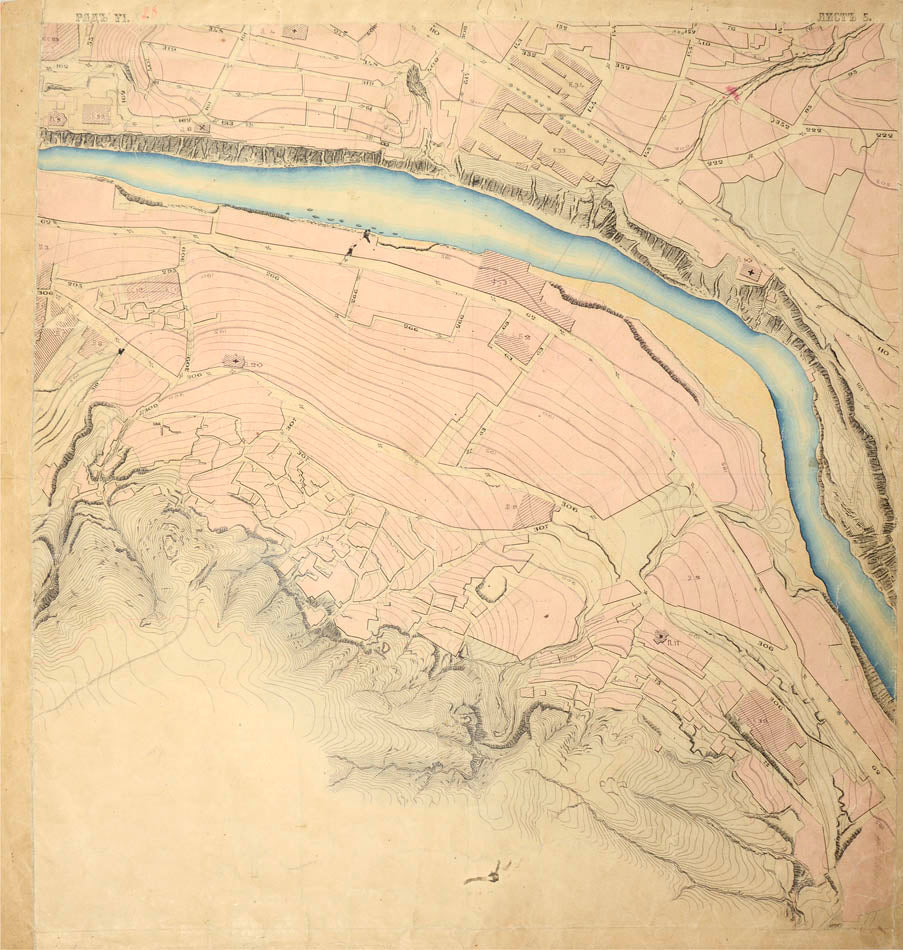 A large manuscript topographic map of the Georgian capital Tbilisi.