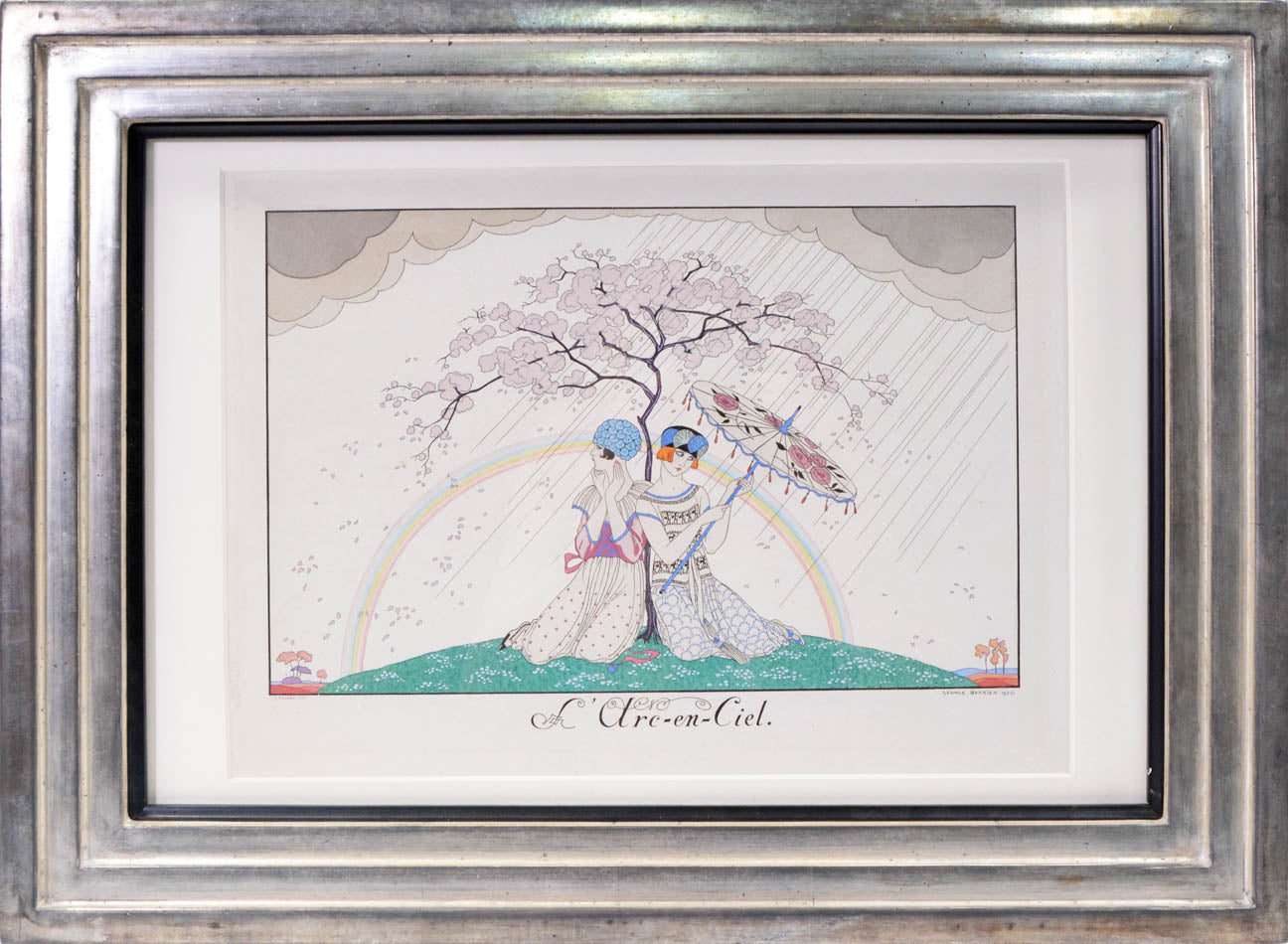 Lithographs hand-coloured in pochoir after George Barbier from Le Bonheur du Jour, published in Paris in 1920.