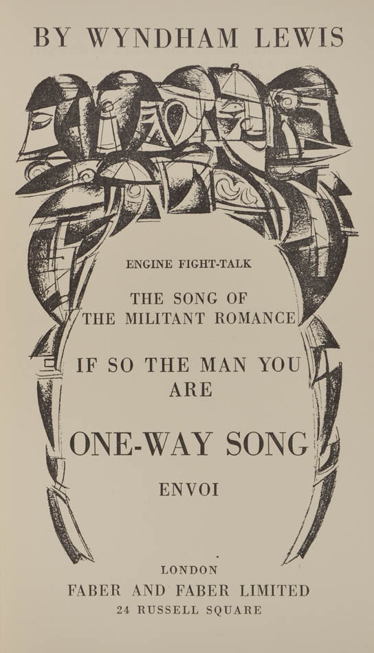 First edition of a collection of satirical poems by Wyndham Lewis, with related from critic Hugh Goden Porteus inscribed to Nancy Cunard.