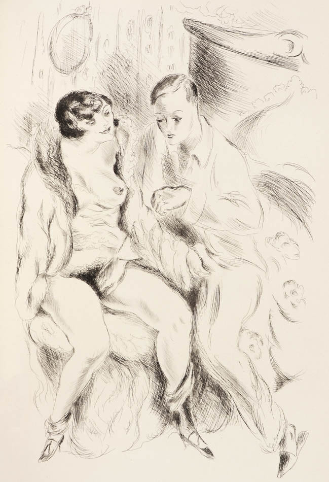 A special edition produced in small numbers of Pierre Louys' erotic masterpiece. Printed in purple reproducing original manuscript, with 20 engravings.