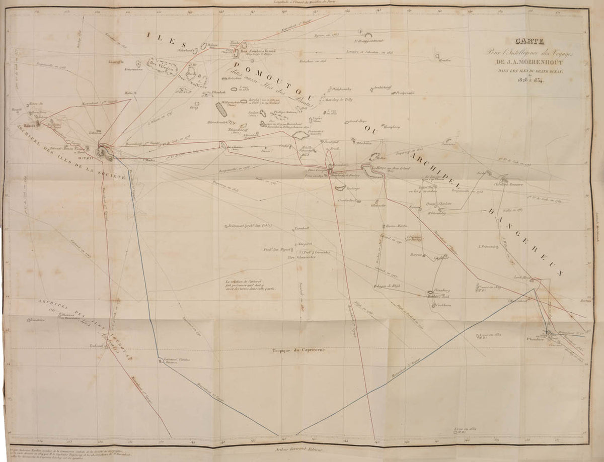 First edition of this scarce and important work on Tahiti. Morenhout was sometime US Consul in the Pacific Islands and French consul in Tahiti.
